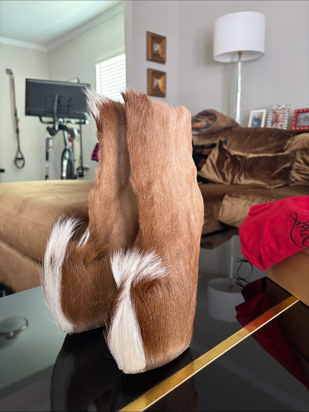 Christian Louboutin Brown and White Goat Fur-Heel Ankle Boots - Picture 4 of 7